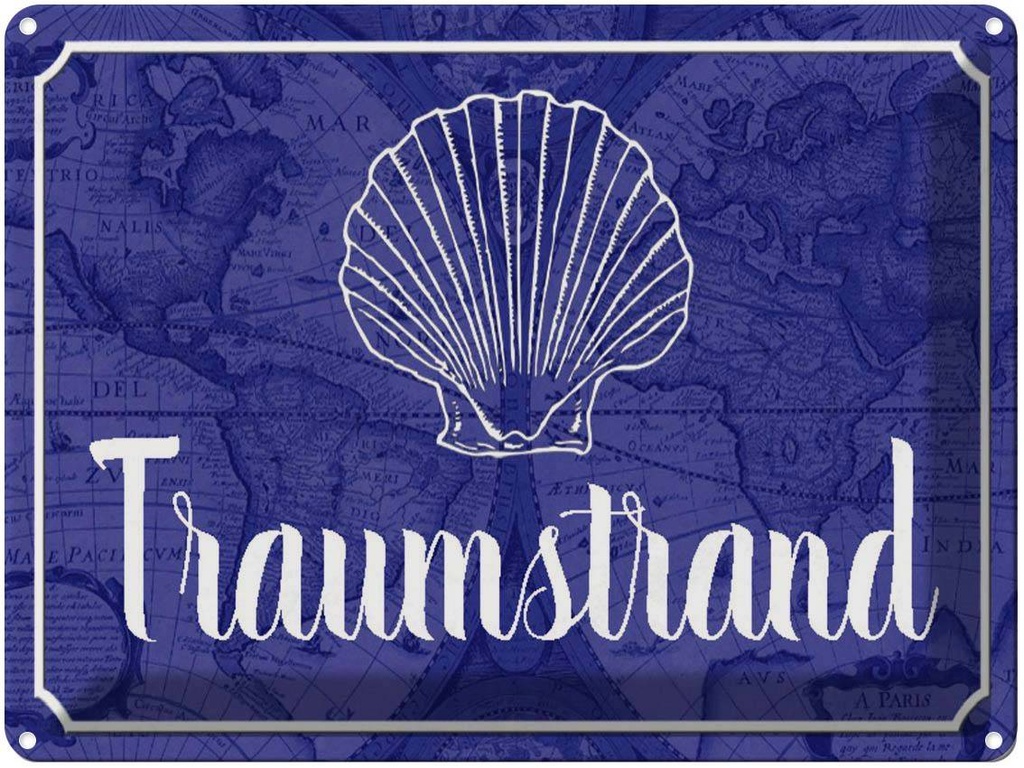 [LA-1790550] Blechschild 30x40 cm Traumstrand Meer Urlaub Abenteuer Reisen