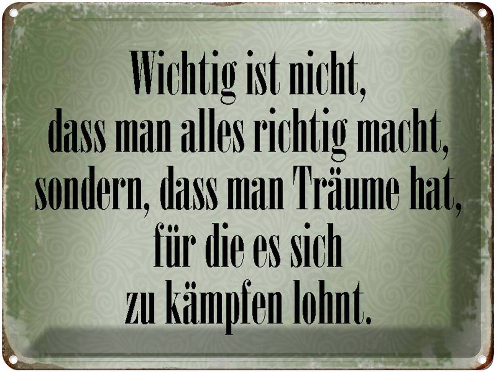 [LA-1790557] Blechschild 30x40 cm wichtig Träume haben und kämpfen Spruch Zitat