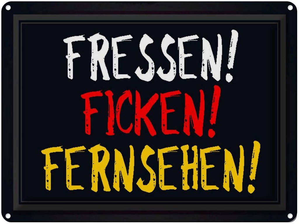 [LA-1790628] Blechschild 30x40 cm Fressen ficken Fernsehen Spruch Zitat