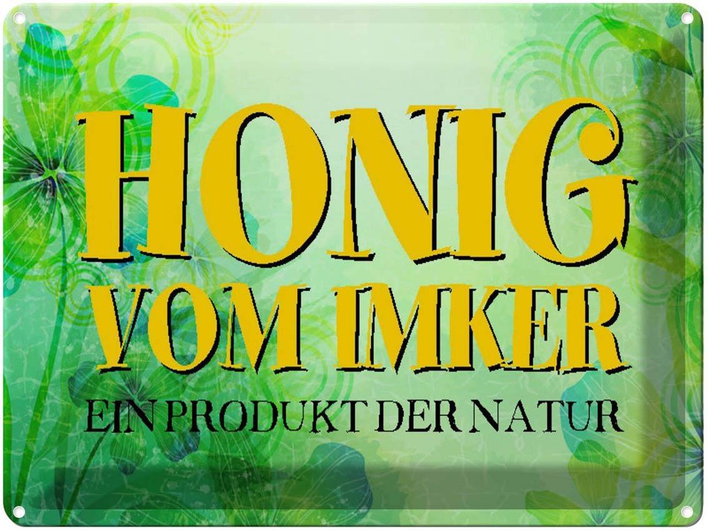 [LA-1790630] Blechschild 30x40 cm Honig Imker Produkt der Natur Hofladen Marktstand Laden Werbeschild