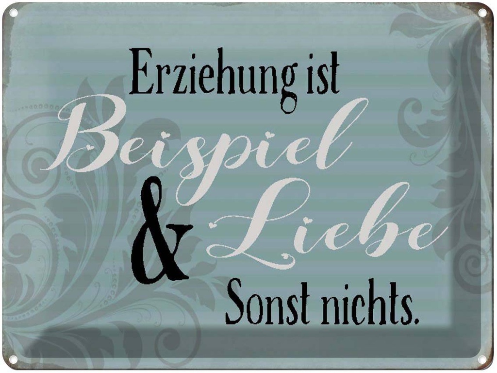 [LA-1790635] Blechschild 30x40 cm Erziehung ist Beispiel und Liebe Spruch Zitat