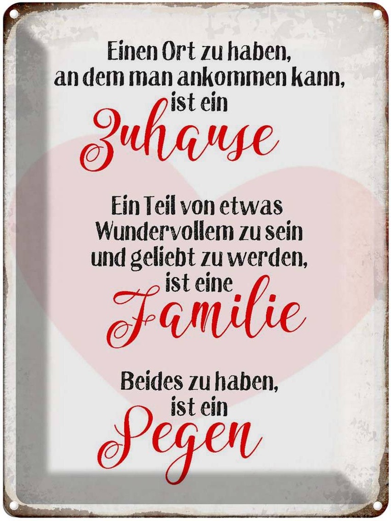 [LA-1790640] Blechschild 40x30 cm Zuhause Familie Segen Herz Spruch Zitat