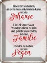 Blechschild 40x30 cm Zuhause Familie Segen Herz Spruch Zitat