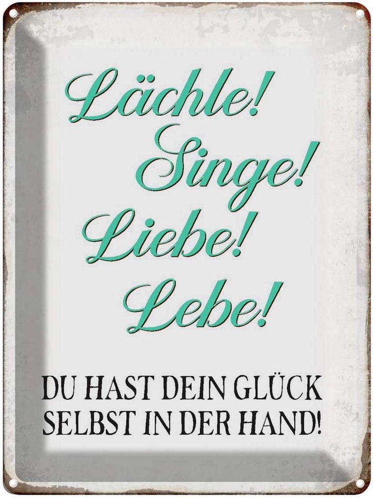 [LA-1790648] Blechschild 40x30 cm Lächle Singe Liebe Lebe Glück Spruch Zitat