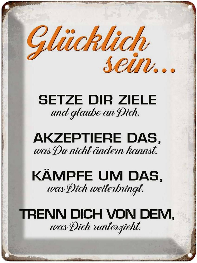 [LA-1790649] Blechschild 40x30 cm glücklich sein glaube an dich Spruch Zitat