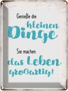Blechschild 40x30 cm genieße kleine Dinge sie machen Spruch Zitat
