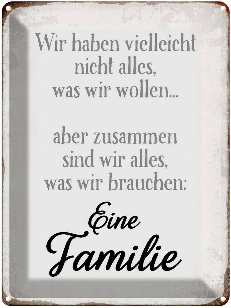 [LA-1790654] Blechschild 40x30 cm eine Familie zusammen wir alles Spruch Zitat