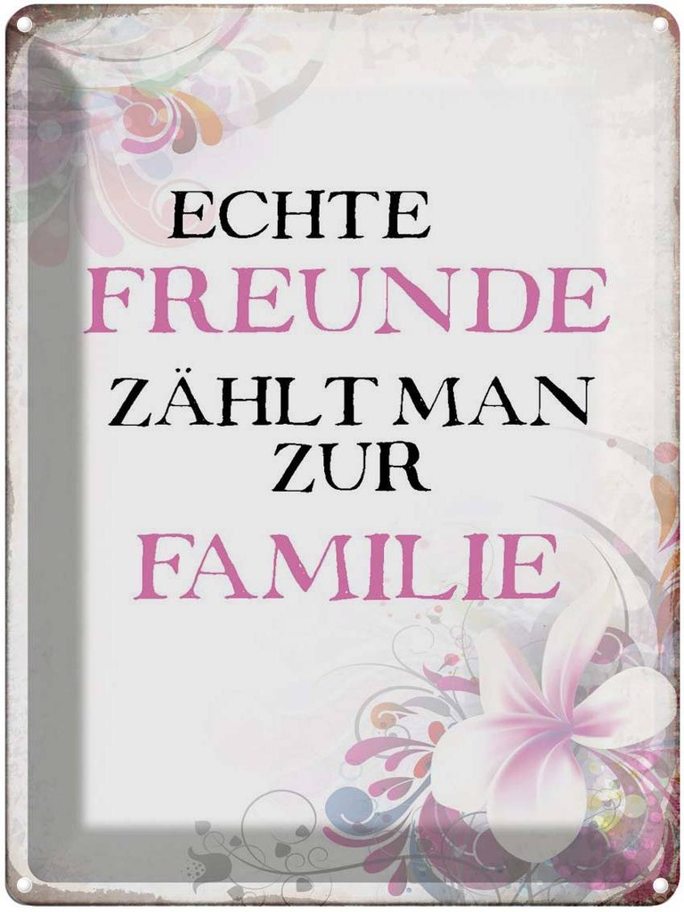 [LA-1790655] Blechschild 40x30 cm echte Freunde zählt zur Familie Spruch Zitat