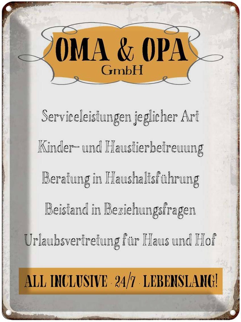 [LA-1790658] Blechschild 40x30 cm Oma Opa Familie Freunde GmbH 24/7 lebenslang