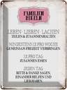 Blechschild 40x30 cm Familien Regeln leben lieben Spruch Zitat Liebe