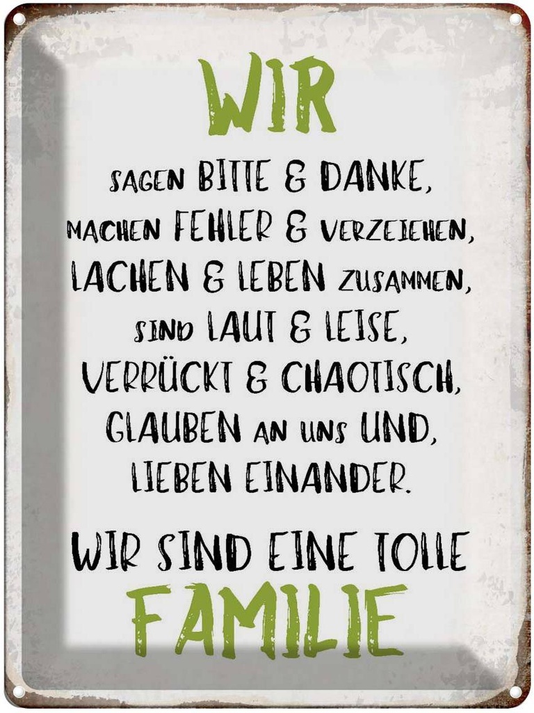 [LA-1790687] Blechschild 40x30 cm wir sind eine tolle Familie Spruch Zitat