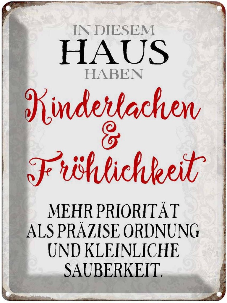 [LA-1790691] Blechschild 40x30 cm in diesem Haus Kinderlachen Spruch Zitat