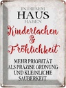 Blechschild 40x30 cm in diesem Haus Kinderlachen Spruch Zitat