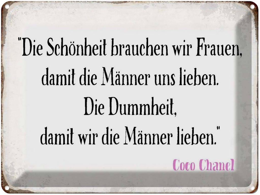 [LA-1790699] Blechschild 30x40 cm Schönheit Frauen Dummheit Männer Spruch Zitat