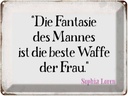 Blechschild 30x40 cm Fantasie des Mannes beste Waffe Spruch Zitat