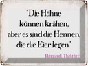 Blechschild 30x40 cm Hähne können krähen aber es sind Spruch Zitat