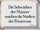 Blechschild 30x40 cm Schwächen Männer Stärke Frauen Spruch Zitat