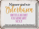 Blechschild 30x40 cm Männer sind wie Osterhase Spruch Zitat
