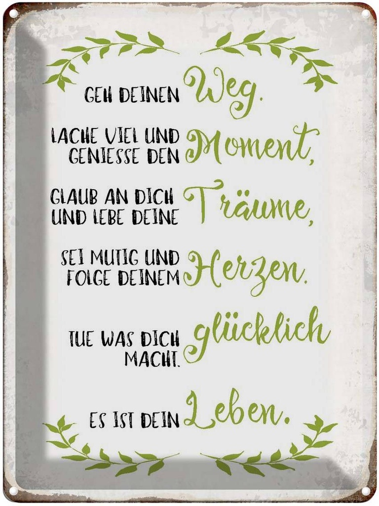 [LA-1790742] Blechschild 40x30 cm geh deinen Weg lache viel Spruch Zitat