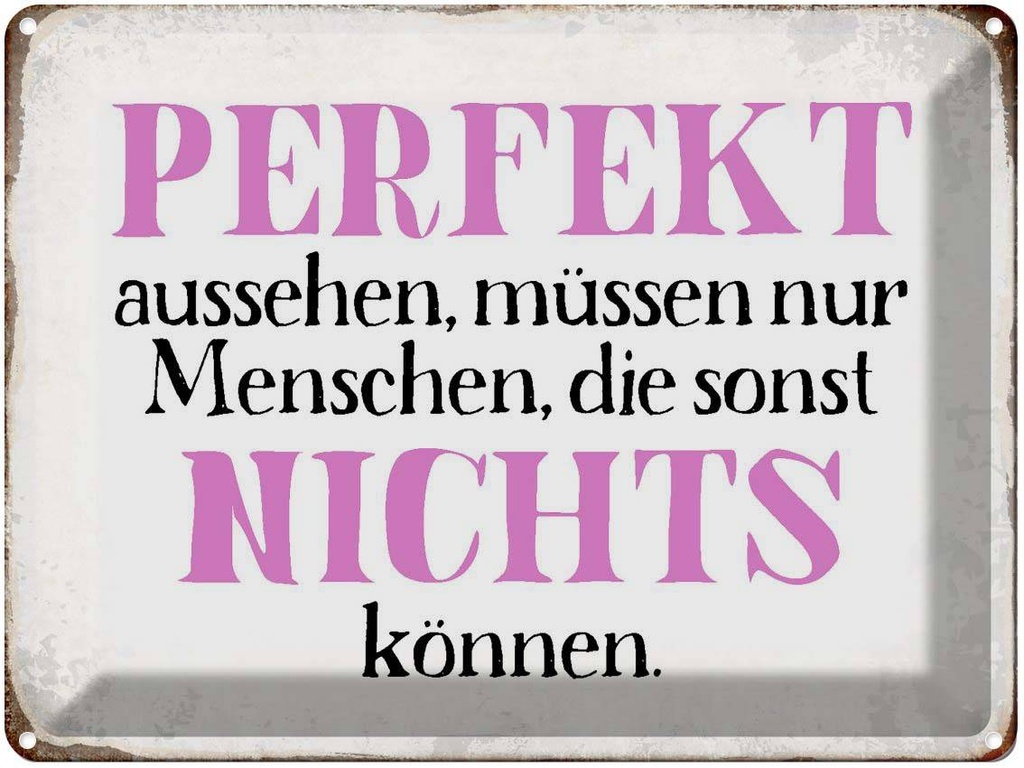 [LA-1790754] Blechschild 30x40 cm perfekt aussehen nichts können Spruch Zitat