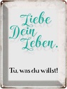 Blechschild 40x30 cm liebe dein Leben tue was willst Spruch Zitat