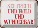 Blechschild 30x40 cm sei frech und wild wunderbar Spruch Zitat