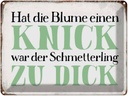 Blechschild 30x40 cm Blume Knick Schmetterling dick Spruch Zitat