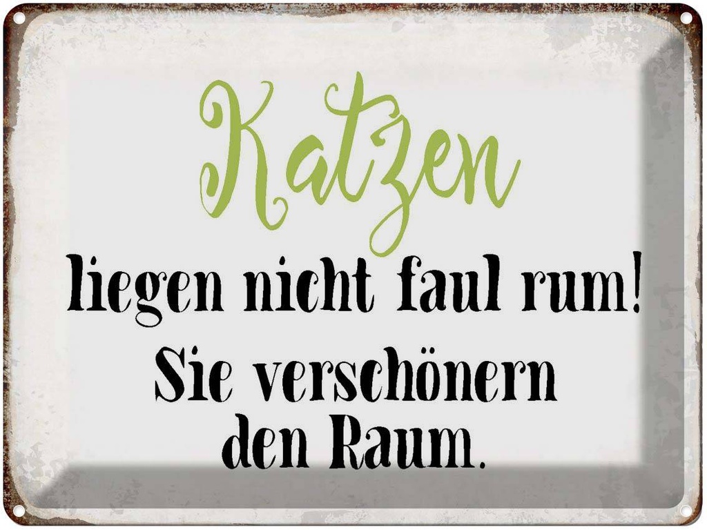 [LA-1790791] Blechschild 30x40 cm Katzen liegen nicht faul rum Katze