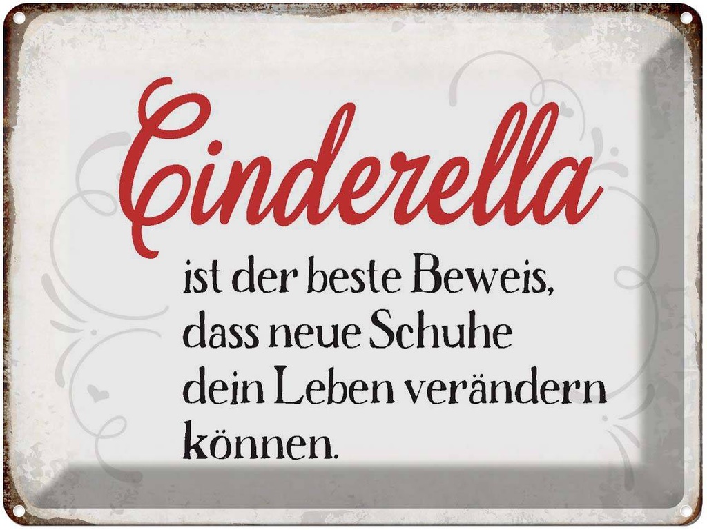 [LA-1790812] Blechschild 30x40 cm Cinderella beste Beweis Schuhe Spruch Zitat