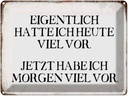 Blechschild 30x40 cm eigentlich hatte heute viel vor Spruch Zitat
