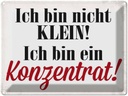 Blechschild 30x40 cm bin nicht klein Konzentrat Spruch Zitat