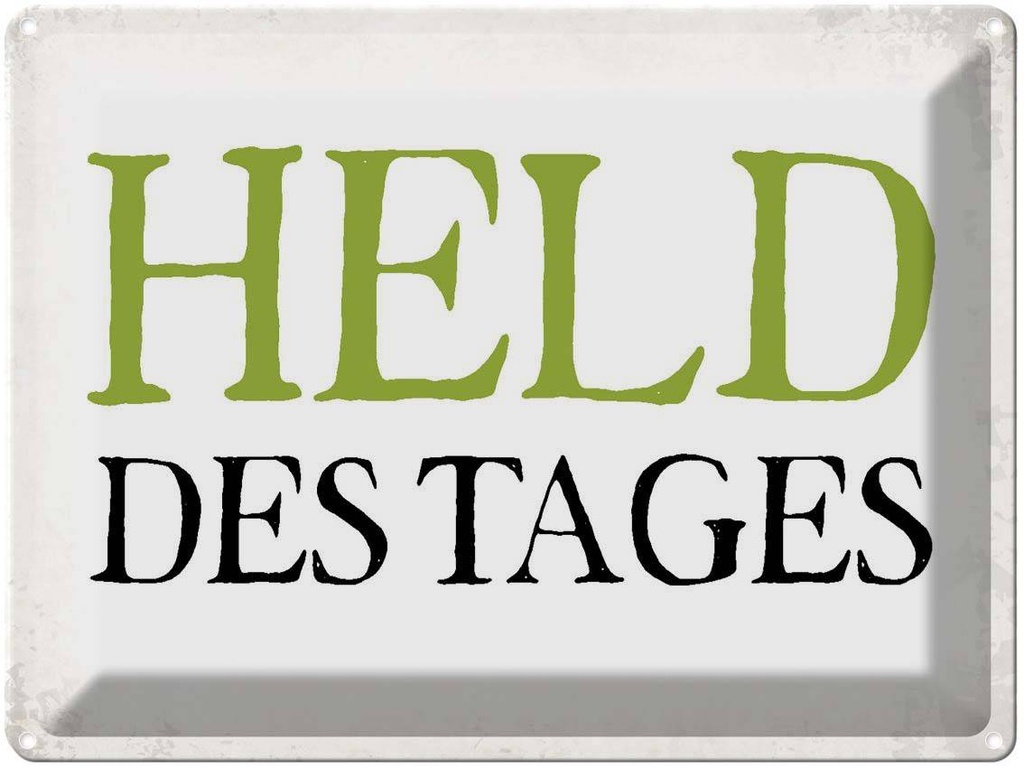 [LA-1790853] Blechschild 30x40 cm Held des Tages Retro Spruch Zitat