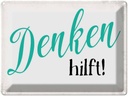 Blechschild 30x40 cm Denken hilft Retro Spruch Zitat