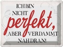 Blechschild 30x40 cm ich bin nicht perfekt aber Spruch Zitat