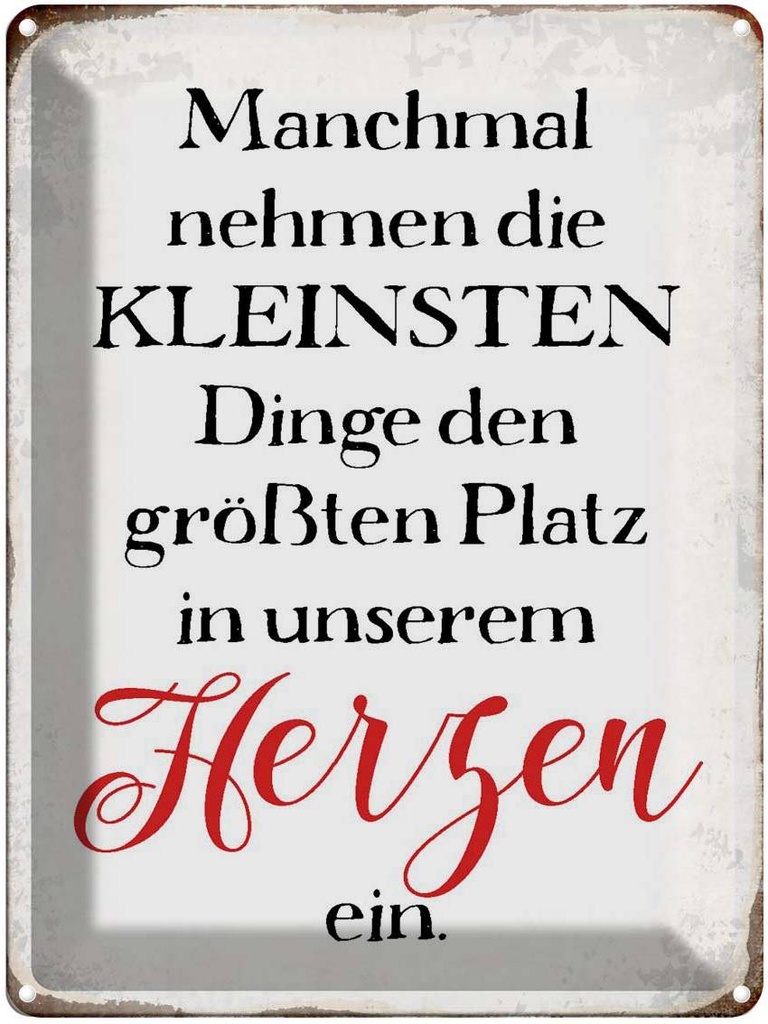 [LA-1790881] Blechschild 40x30 cm die kleinsten Dinge größte Platz Spruch Zitat