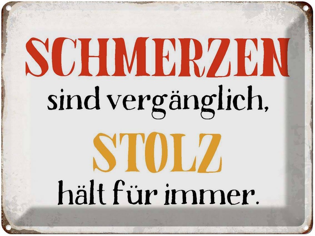 [LA-1790895] Blechschild 30x40 cm Schmerzen Solz hält für immer Spruch Zitat