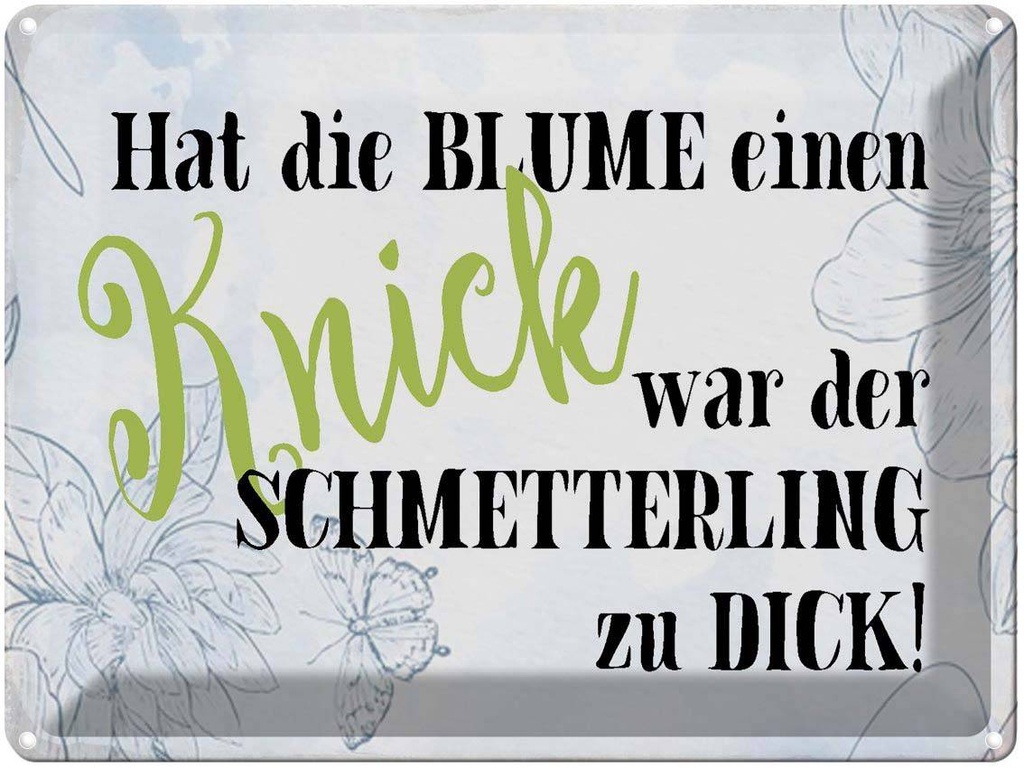 [LA-1790903] Blechschild 30x40 cm hat Blume Knick Schmetterling Spruch Zitat