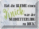 Blechschild 30x40 cm hat Blume Knick Schmetterling Spruch Zitat