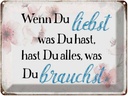 Blechschild 30x40 cm wenn du liebst was hast Spruch Zitat
