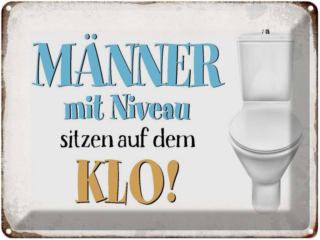 [LA-1790917] Blechschild 30x40 cm Männer mit Niveau sitzen auf Klo Spruch Zitat