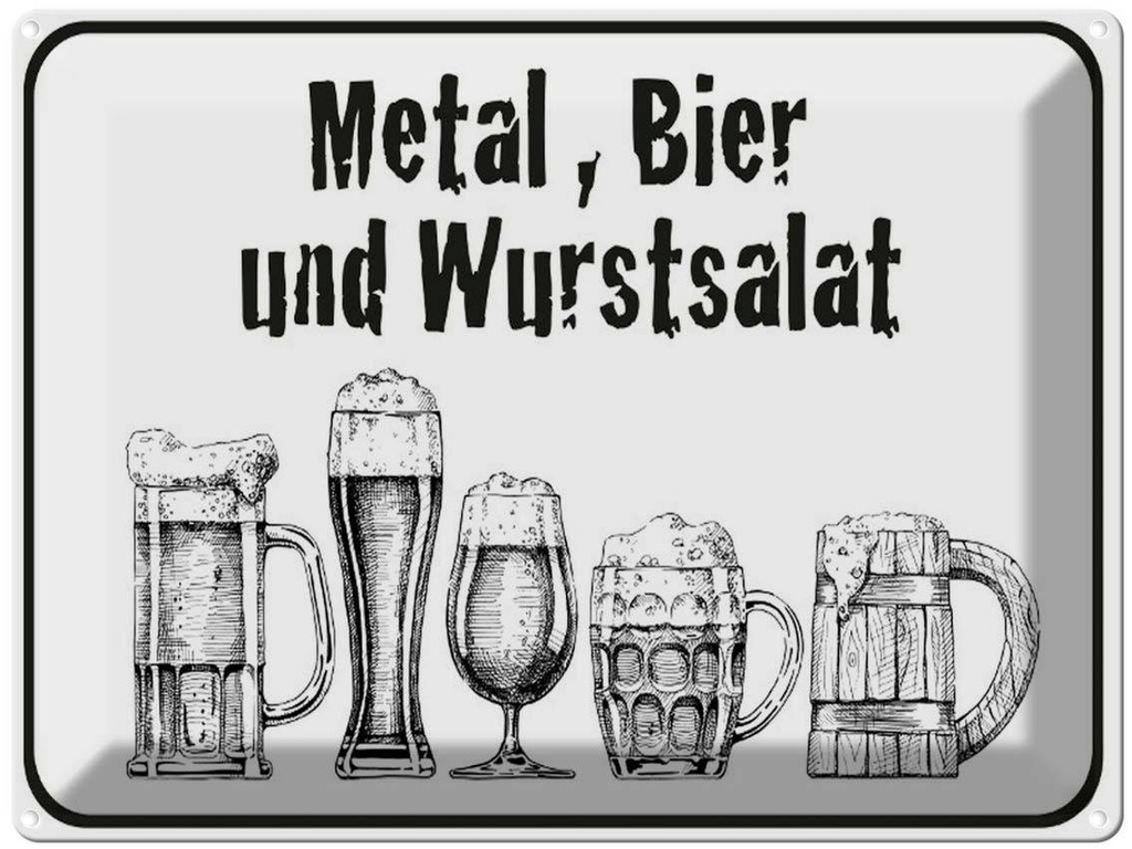 [LA-1790927] Blechschild 30x40 cm Bier und Wurstsalat Spruch Zitat