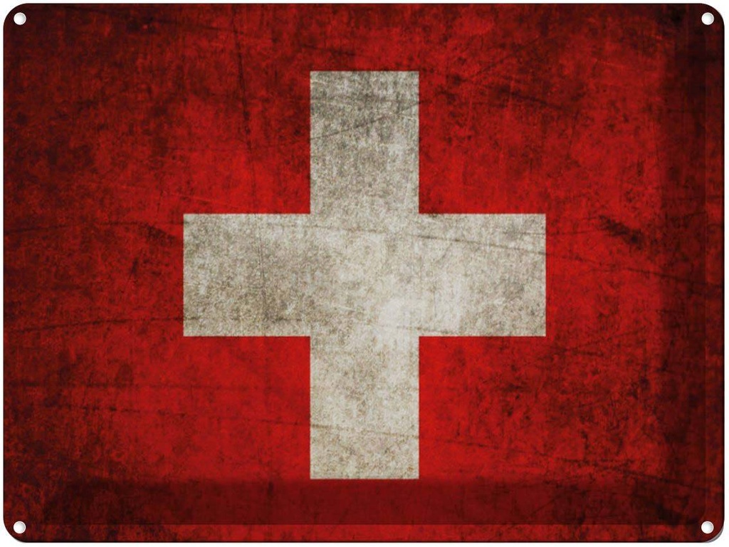 [LA-1790941] Blechschild 30x40 cm Flagge Schweiz Fahne Wappen