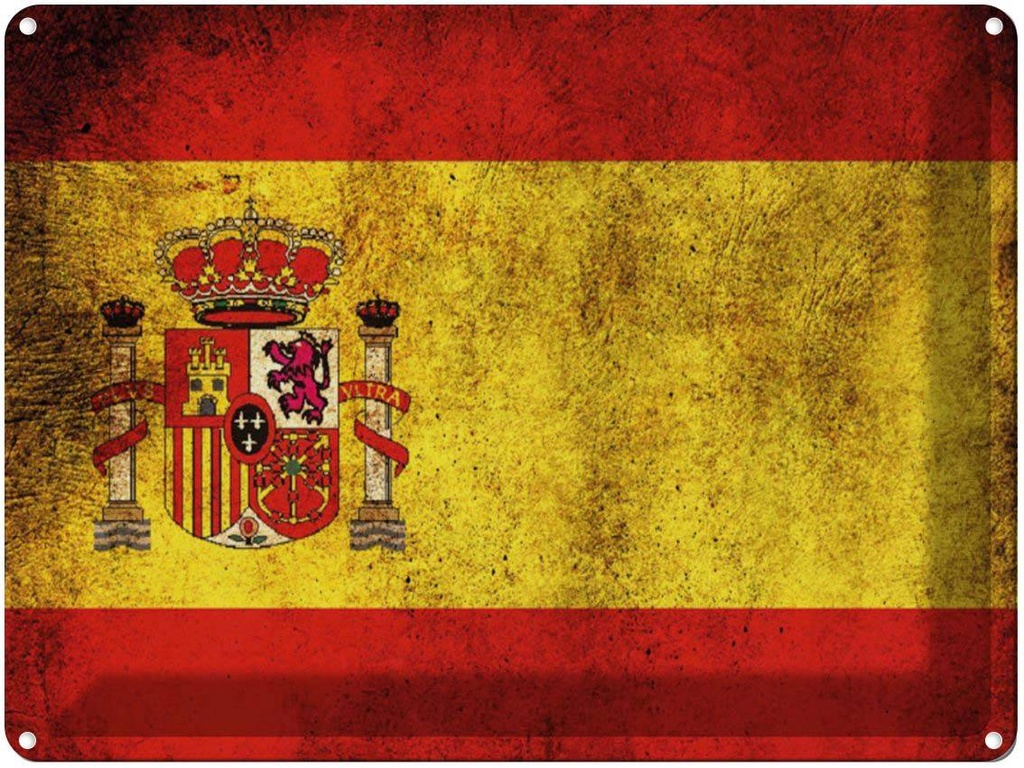 [LA-1790942] Blechschild 30x40 cm Flagge Spanien Fahne Wappen