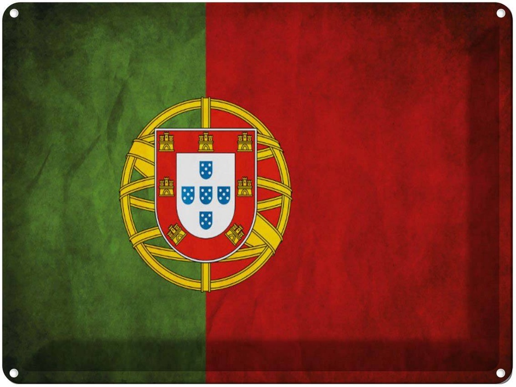[LA-1790943] Blechschild 30x40 cm Flagge Portugal Fahne Wappen