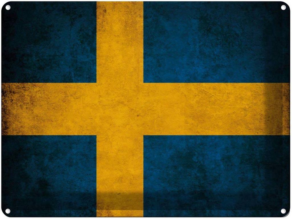 [LA-1790945] Blechschild 30x40 cm Flagge Schweden Fahne Wappen