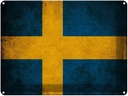 Blechschild 30x40 cm Flagge Schweden Fahne Wappen