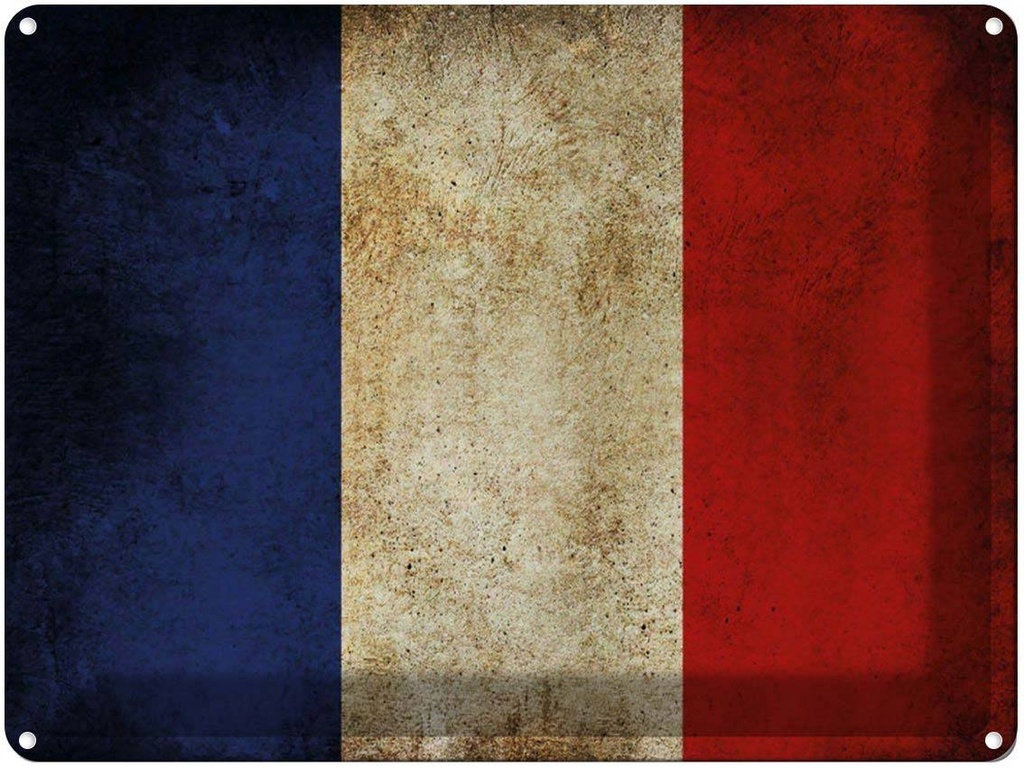 [LA-1790946] Blechschild 30x40 cm Flagge Frankreich Fahne Wappen
