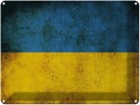 Blechschild 30x40 cm Flagge Ukraine Fahne Wappen