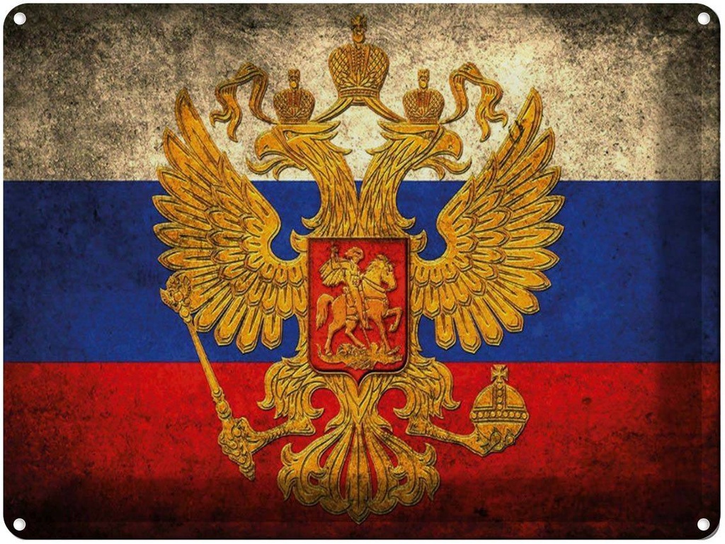[LA-1790948] Blechschild 30x40 cm Flagge Russland Fahne Wappen