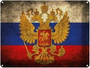 Blechschild 30x40 cm Flagge Russland Fahne Wappen